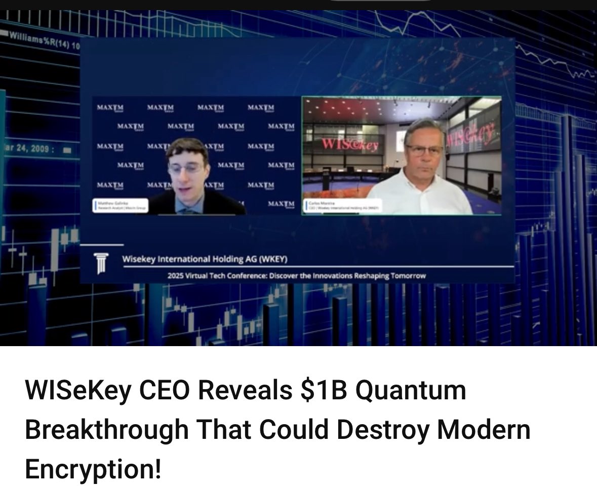 🎙️ Just wrapped up a fascinating interview with analyst Matthew Galinko   <a href="/MaximGrp/">Maxim Group LLC</a> on how <a href="/WISeKey/">WISeKey</a> $WKEY and <a href="/SEALSQcorp/">SEALSQ</a>  $LAES are helping protect the Fourth Industrial Revolution.

We discussed how our technologies are creating robust PQC trust anchors—both at the software and