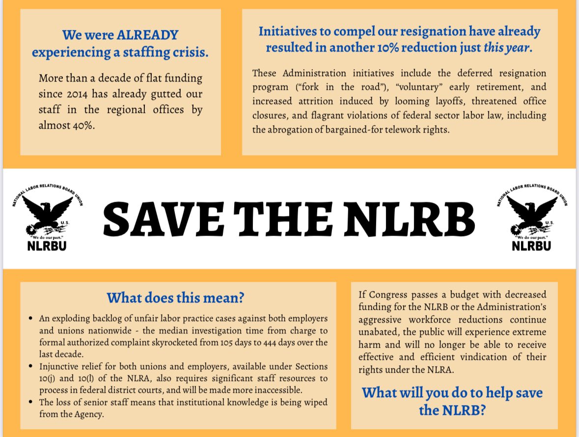 Members of our Manhattan, Newark, and Brooklyn locals are distributing flyers today at NYU’s Conference on Labor &amp; Employment Law, where Acting General Counsel Cowen is speaking on “The Future of the NLRA.”

The future of labor law is our Agency and our members. Save the NLRB.