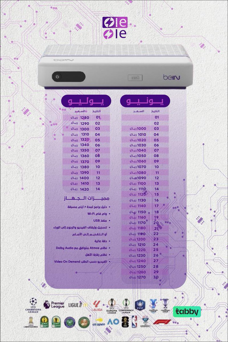 🎁سحب على ٣ اشتراك bein connect

للدخول في السحب
- فولو لـ<a href="/ole__sa/">óle ⚡️</a> 
- رتويت للتغريده

السحب بعد ١٠ ايام

📦<a href="/ole__sa/">óle ⚡️</a> 
يوفّر اجهزة وتجديد bein 
مع امكانية عرض الاجهزة المستعمله للبيع