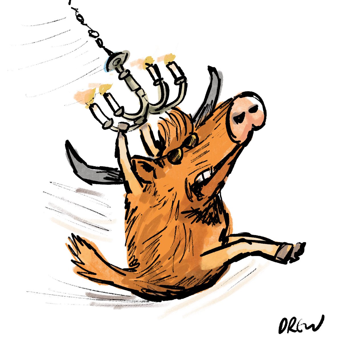 Swinging into a new week with #mythicalmashup of Highland cow and chandelier <a href="/StudioTeaBreak/">Virtual Studio</a>