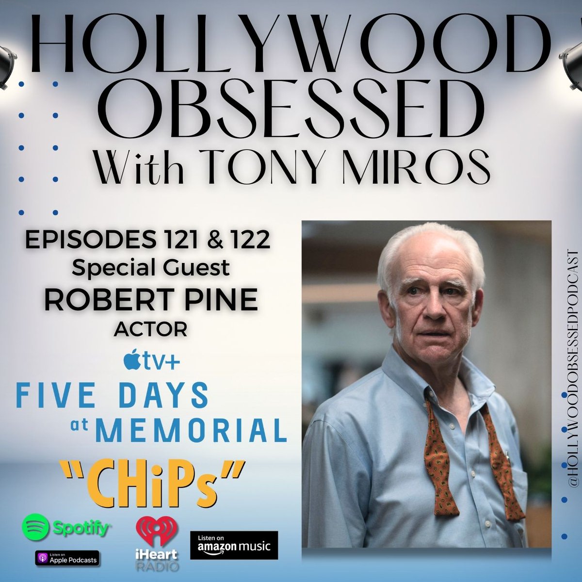 Host #TonyMiros chats w #RobertPine from #CHiPs on <a href="/HLWDobsessed/">Hollywood Obsessed: The Podcast</a>! He talks about the behind-the-scenes CHiPs drama and opens up about #FiveDaysatMemorial ! 🖖Listen now: Ep 121 – hollywoodobsessedthepodcast.com/s1e121Ep 122 – hollywoodobsessedthepodcast.com/s1e122