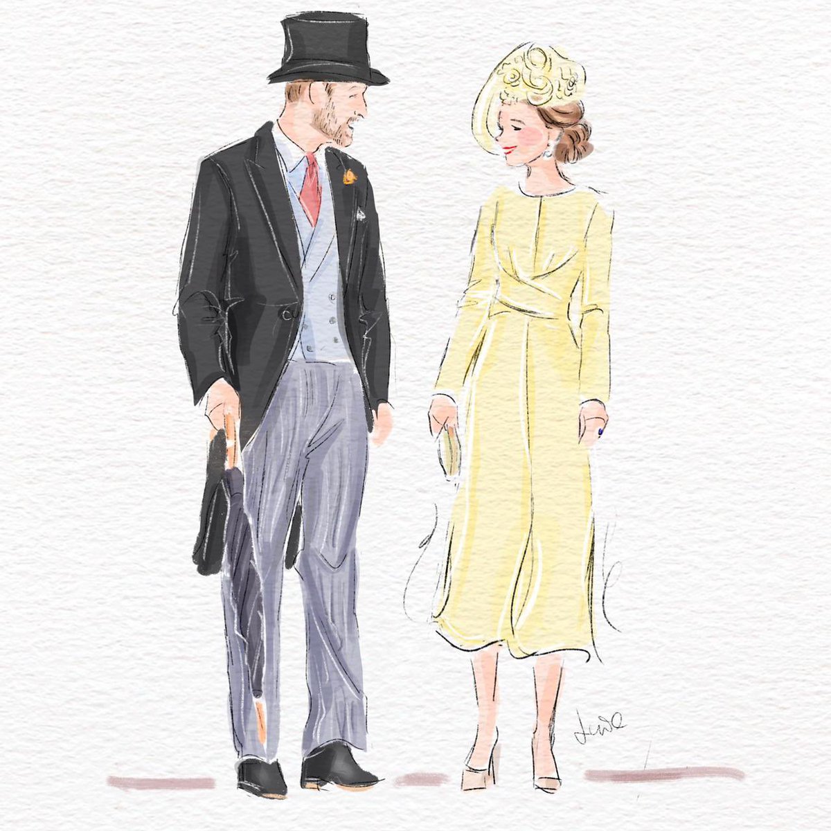 Lenillustration's tweet image. Prince and Princess of Wales at Buckingham Palace garden party