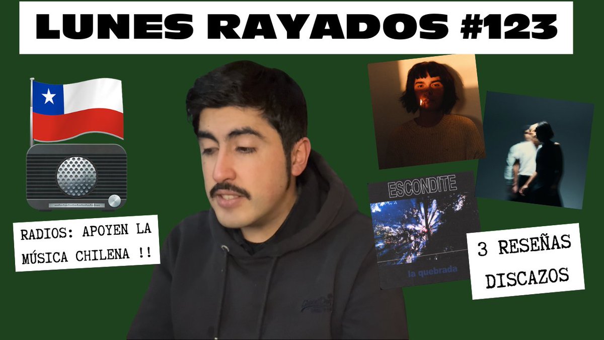 NUEVO VIDEO! Hoy reclamo a las radios por la poca presencia de música chilena, además de reseñar lo nuevo de Camila Moreno, Chicarica y Escondite.

youtu.be/U94qM1vkRH4