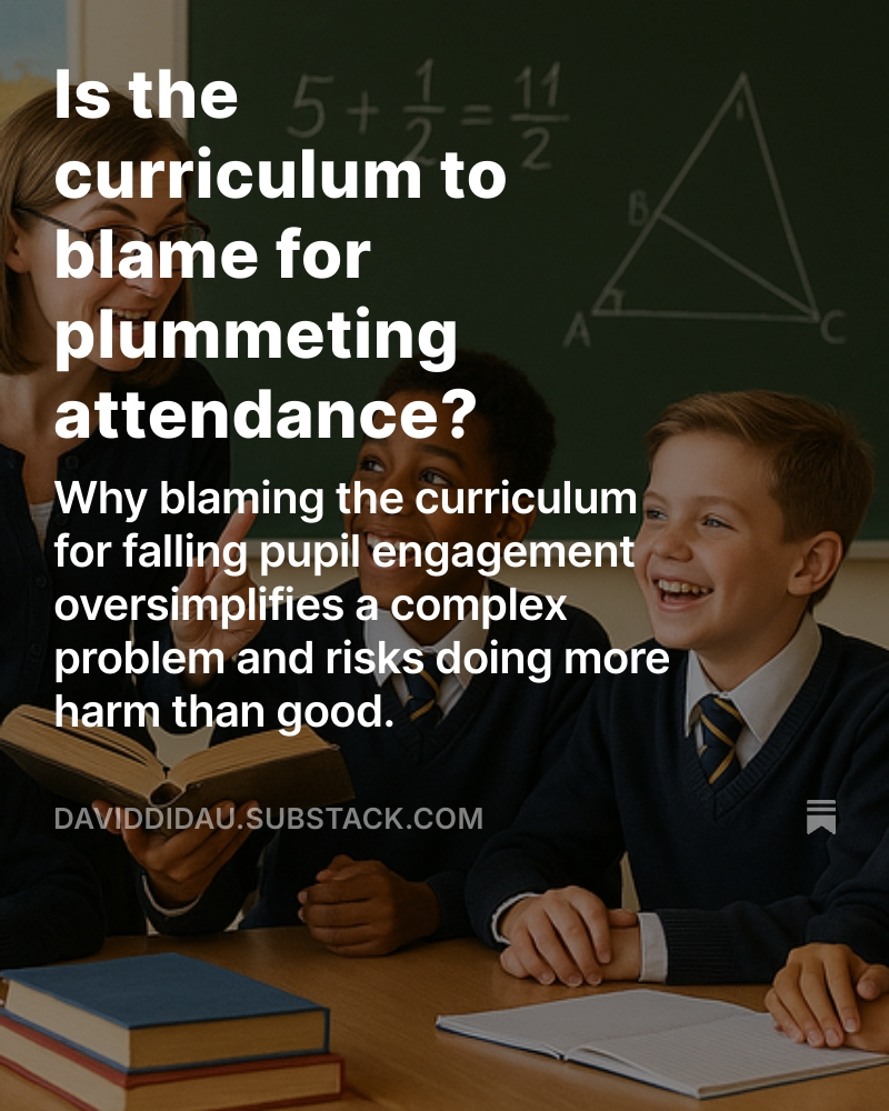 *NEW* Why the curriculum is probably not responsible for student attendance issues.
Link in reply...