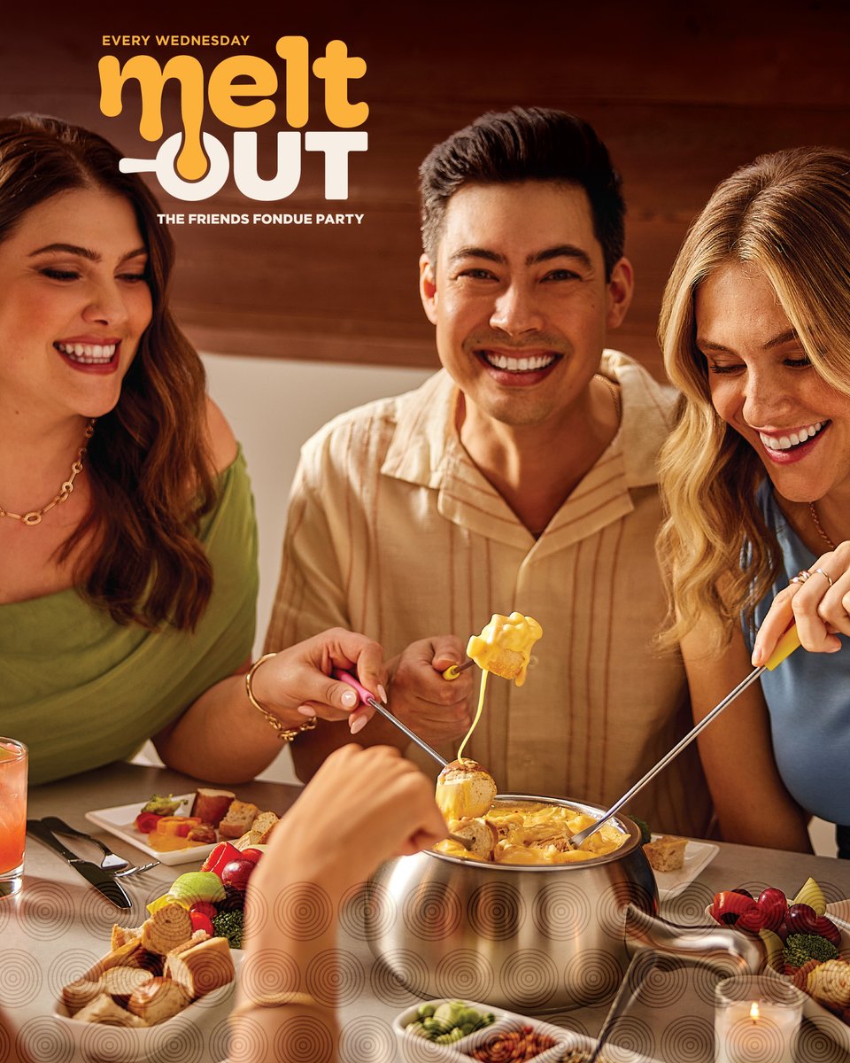 The middle of your week just got a glow-up: It’s MeltOut, the Wednesday friends fondue party night at Melting Pot. And this party is vibing with bacon mac &amp; cheese fondue. It might be the easiest, funnest way to celebrate friendship. Turn Wednesdays into WOWndsdays!