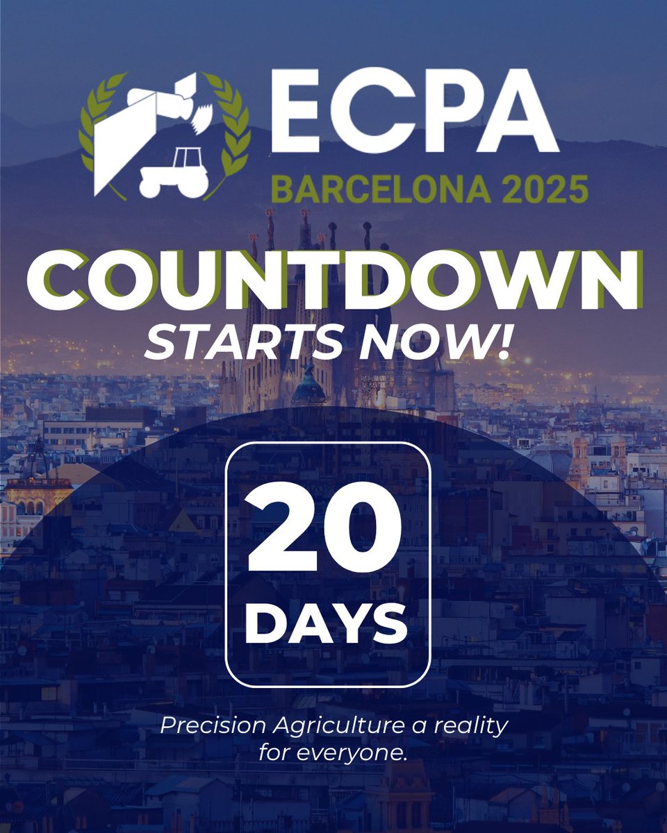🚨 ECPA 2025 is coming to Barcelona! 🌍 June 29–July 3. Join the future of smart farming &amp; ag innovation.
 🔗 ecpa2025.upc.edu
 #ECPA2025 #AgScience #SmartFarming #PrecisionAgriculture
