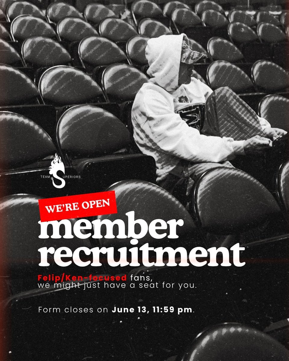 team_superiors's tweet photo. WE'RE OPEN FOR NEW MEMBERS!

It’s not every day we open our doors, so if you’re a true @felipsuperior-focused fan, now’s your chance. We might just have a seat for you 😉

Fill out the membership form here: https://t.co/aT1pr1LAue

Closes Jun 13, 11:59pm ✨️

#FELIP #SB19_KEN https://t.co/W3BWwZIwPc