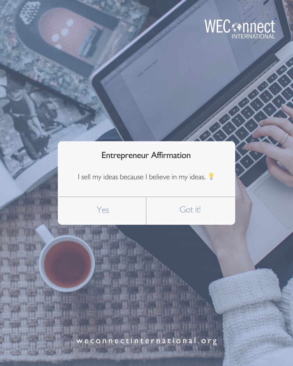 WEConnection's tweet photo. ✨ Affirm it, believe it, build it.

Every successful business starts with an idea—and the confidence to share it.

When women back their ideas with action, they don’t just open doors for themselves—they create pathways for connection, contracts, and lasting impact. https://t.co/d8EGHf8bqc