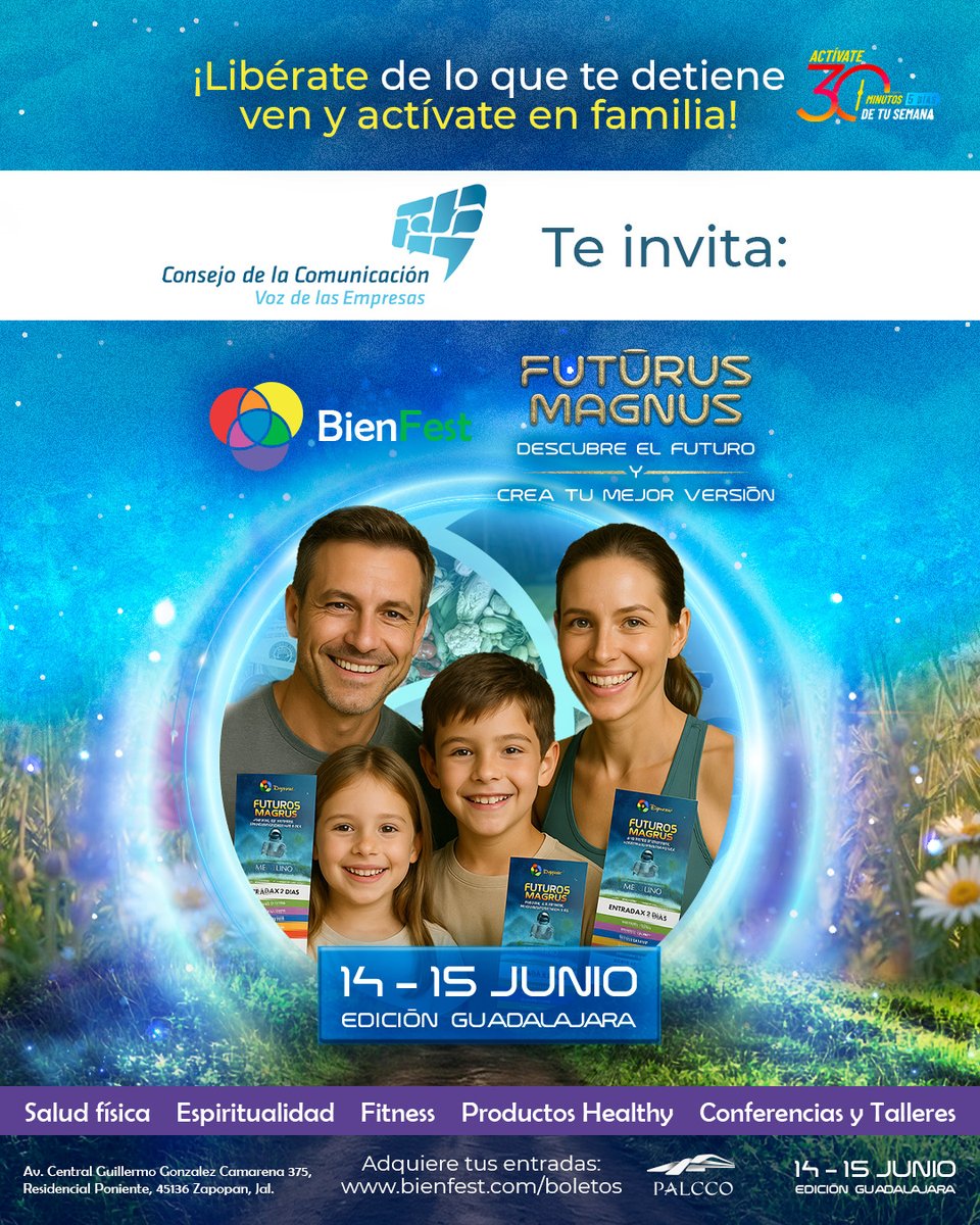✨ Prepárate para una experiencia única donde podrás descubrir tu mejor versión.

🧘‍♀️💚 ¡Actívate en familia y empieza a vivir con propósito!

👉 Adquiere tus entradas en bienfest.com/boletos