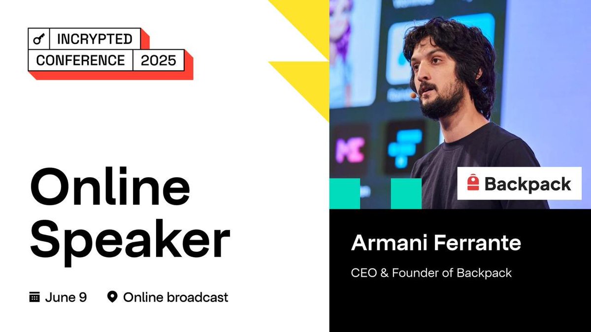 Armani Ferrante, CEO &amp; Founder of <a href="/Backpack/">Backpack 🎒</a>.

Topic: “Backpack Exchange in 2025. Future of Centralized Crypto Exchange.”

Exploring new approaches to centralized trading — security, UX, and why CEX hasn’t said its last word yet.

Watch live: youtube.com/watch?v=4wF7vf…