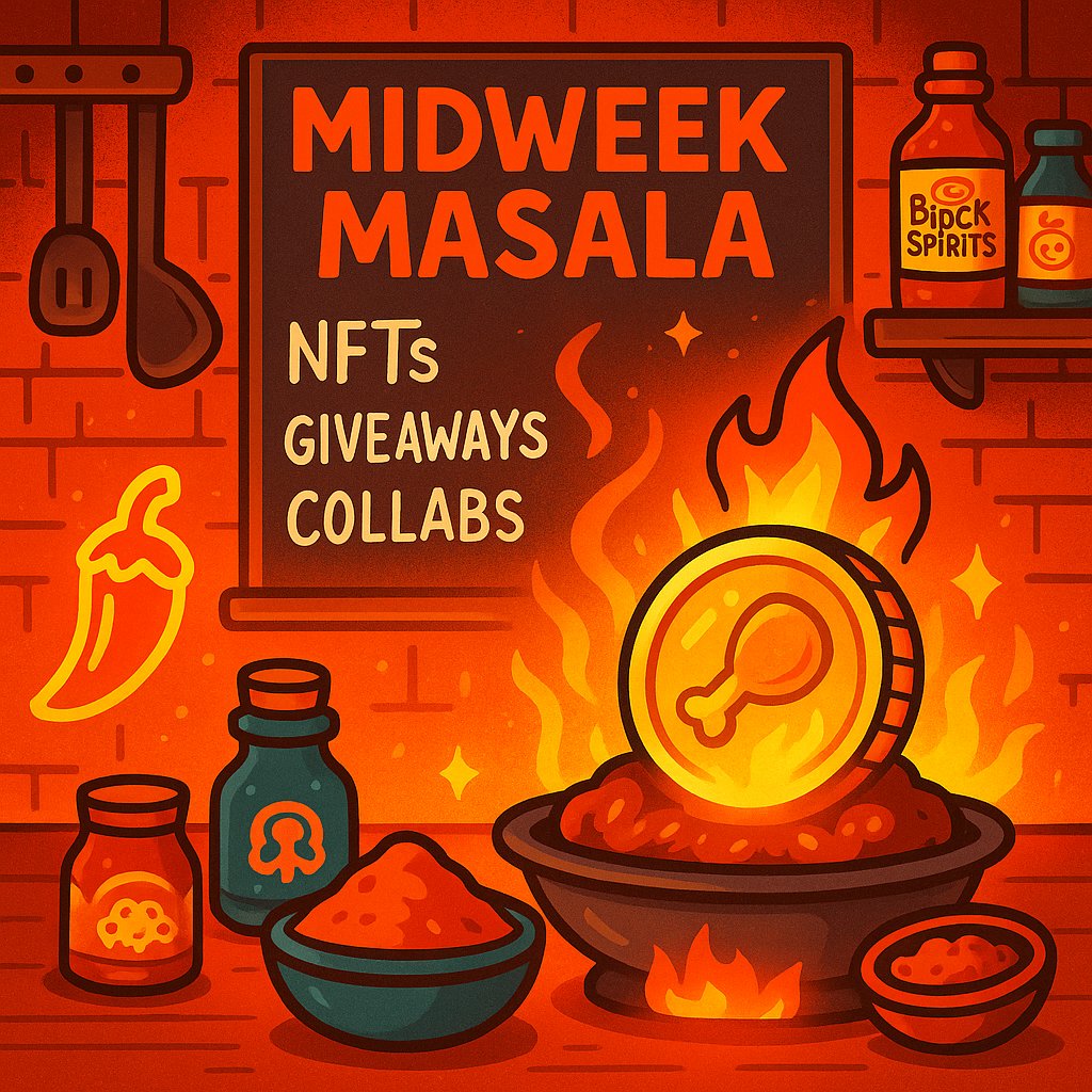 tikkathon's tweet photo. 🗓️ It's Wednesday, time for some Midweek Masala 🔥
Here's what’s brewing inside the $TIKKA kitchen:
NFTs 🧾

Giveaways 🎁

Collabs 🤝
Stay tuned &amp; stay spicy!
#MidweekMasala #TikkaThon #Solana https://t.co/xsDgepzehq