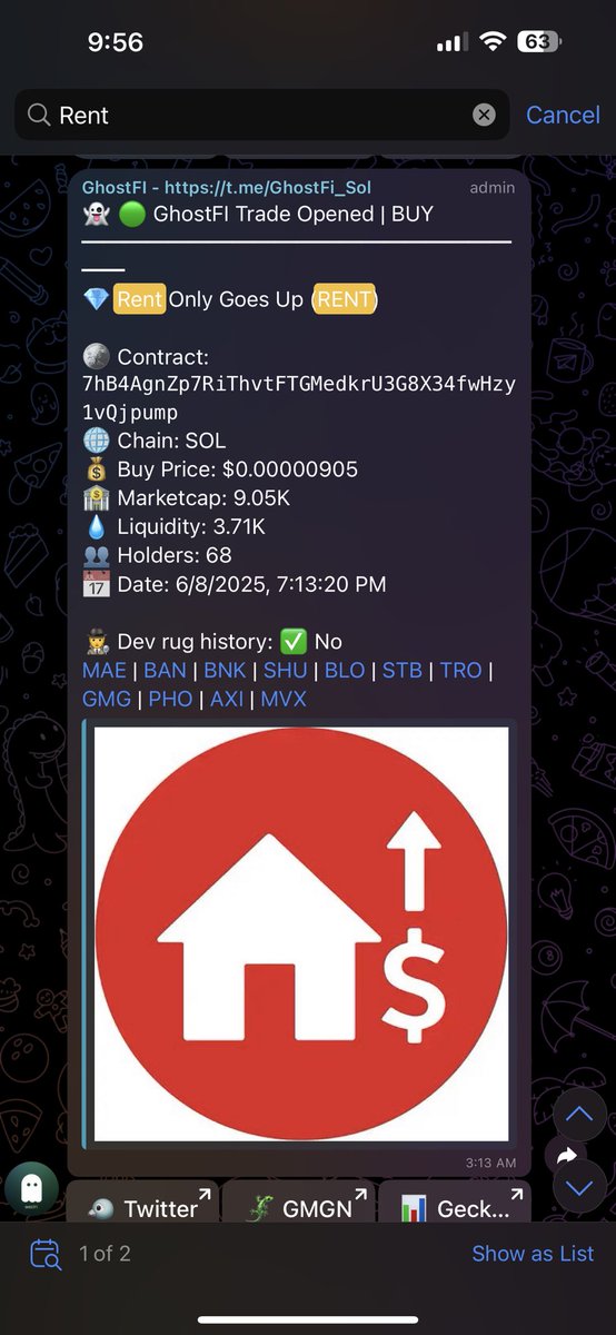GhostFi_Sol's tweet photo. Our GhostFi VIP Holders caught $RENT at $9,050 MCAP and ALL TIME HIGH is around $1.8M.  Incredible AI-Powered Signal Call by #GHOSTFI 

Join now and learn more about us. https://t.co/ITEUl3xP5N https://t.co/tqxATgKuA0