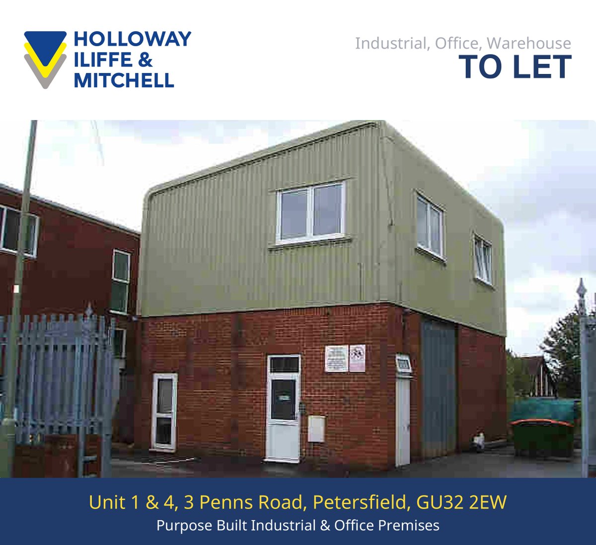 hi-m.co.uk (@solentsurveyors) on Twitter photo TO LET - Ground and first floor industrial and office premises. Unit 1 is 1,656 sq.ft. and Unit 4 offering 400 sq.ft. Close to Petersfield town centre and railway station. Contact: stuart@hi-m.co.uk TO LET - Ground and first floor industrial and office premises. Unit 1 is 1,656 sq.ft. and Unit 4 offering 400 sq.ft. Close to Petersfield town centre and railway station. Contact: stuart@hi-m.co.uk