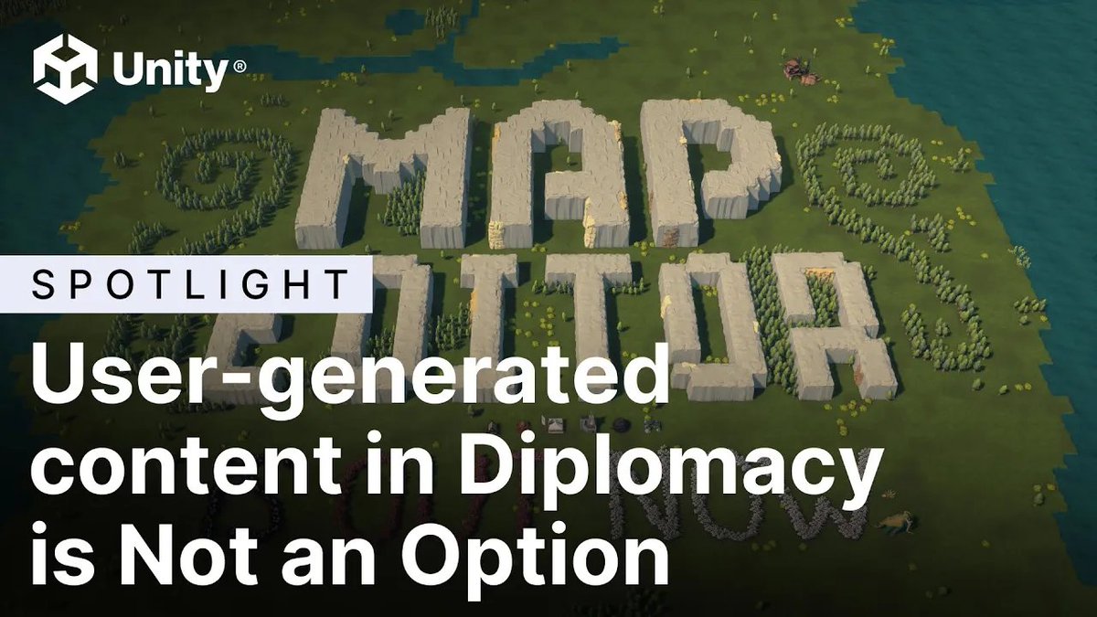 🎮 <a href="/Door407/">Door 407</a>'s Diplomacy Is Not An Option, puts game creation in your hands with its Map Editor! Lead writer Daniel Kiselev shares insights on replayability &amp; UGC’s role in strategy gaming. 

Watch now: on.unity.com/4jAXJHi 

#GameCreation #MapEditor #madewithunity