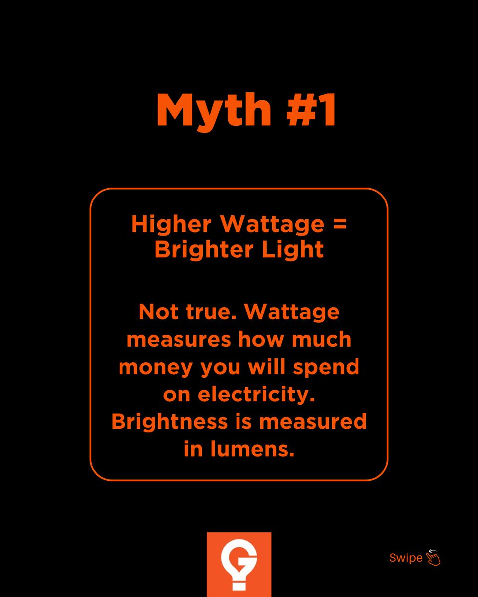 GoodBulb's tweet photo. Think you know light bulbs? Think again.
We’re busting 3 common myths that are costing you money and energy.
Time to upgrade what you know, and what you’re using.
#GoodBulb #LEDMyths #LightBetterLiveBetter https://t.co/5yGaCI8DbV