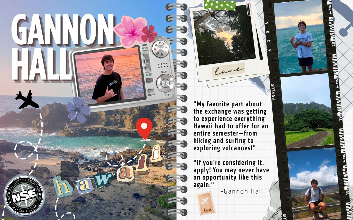 Gannon Hall, studying Finance, was given the opportunity to study abroad in Hawaii through the National Student Exchange program for the Spring semester. He also shares some advice for future students that may be interested in this program themselves! 😊✈️