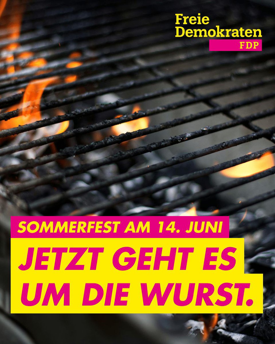 Im Anschluss an den Kreisparteitag findet am 14. Juni das Sommerfest der FDP Kiel statt. Wir wollen beim gemeinsamen Grillen einen geselligen Nachmittag verbringen! 

👉 Anmeldung unter: fdpkiel.de/termin/kreispa…