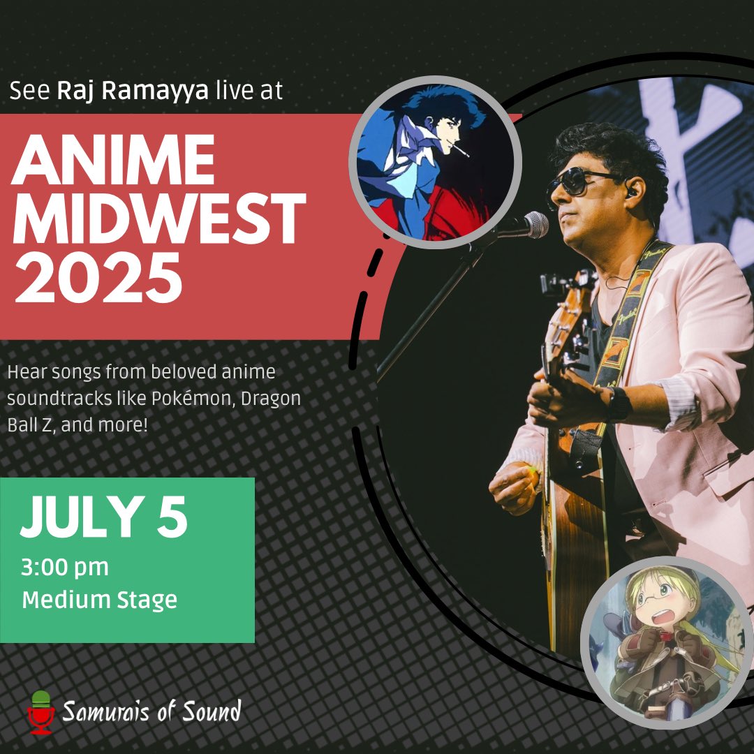 Step into the soul of anime with Raj Ramayya in this solo acoustic concert! Hear beloved anime songs in a performance from the singer-songwriter known for his work on Cowboy Bebop, Made in Abyss and more, and stick around after the show for autograph signings and exclusive merch!