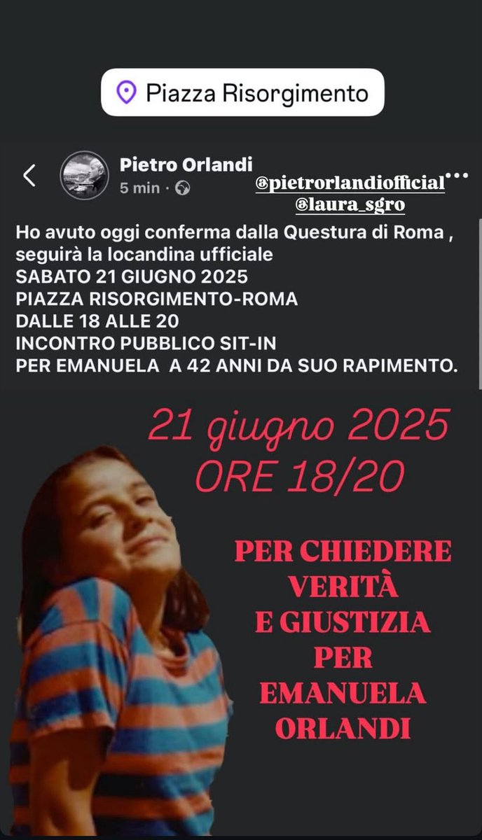 Blog Emanuela Orlandi (@blogemanuela) on Twitter photo #EmanuelaOrlandi #Verita #Giustizia #Attesa #Sit-in #22giugno #1983 #42anni #PietroOrlandi <a href="/pietroorlandi/">Pietro Orlandi</a> <a href="/LS_LauraSgro/">Laura Sgrò</a> #EmanuelaOrlandi #Verita #Giustizia #Attesa #Sit-in #22giugno #1983 #42anni #PietroOrlandi <a href="/pietroorlandi/">Pietro Orlandi</a> <a href="/LS_LauraSgro/">Laura Sgrò</a>