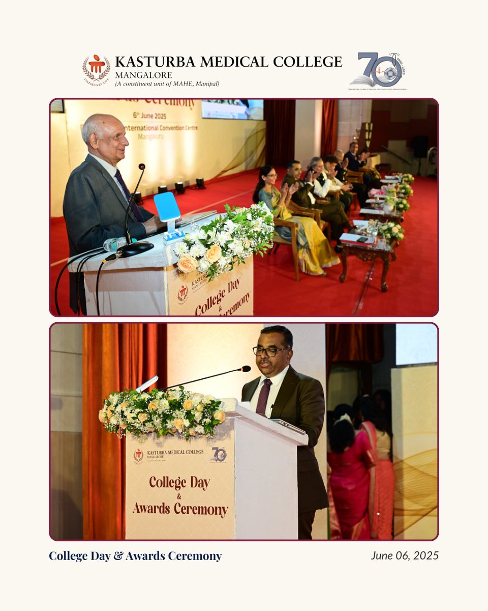 KMC Mangalore (@kmc_mangalore) on Twitter photo College Day & Awards Ceremony on June 6.
Chief Guest and distinguished alumnus Dr. <a href="/RRPillarisetti/">Raghu Ram Pillarisetti OBE</a> inspired all with 9 life sutras—ethics, hard work, positivity & more.
Awards and, postal cover release marked a memorable evening!
#KMCMangalore #MAHE #CollegeDay2025 #Excellence College Day & Awards Ceremony on June 6.
Chief Guest and distinguished alumnus Dr. <a href="/RRPillarisetti/">Raghu Ram Pillarisetti OBE</a> inspired all with 9 life sutras—ethics, hard work, positivity & more.
Awards and, postal cover release marked a memorable evening!
#KMCMangalore #MAHE #CollegeDay2025 #Excellence