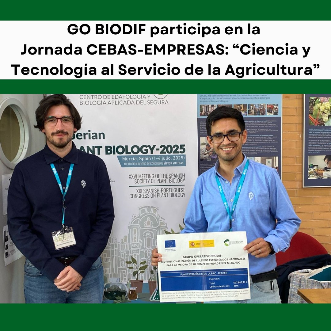 gobiodif's tweet image. 🌱🔬 GO BIODIF presente en la Jornada CEBAS-EMPRESAS
👉🏻 El Grupo Beyond Seeds presentó los avances y objetivos del Grupo Operativo #BIODIF 🫒🌽🍅 en la jornada CEBAS-EMPRESAS, organizada por @CEBAS_CSIC, @biovegen y @Cajamar, con más de 150 asistentes del sector biotech💡
