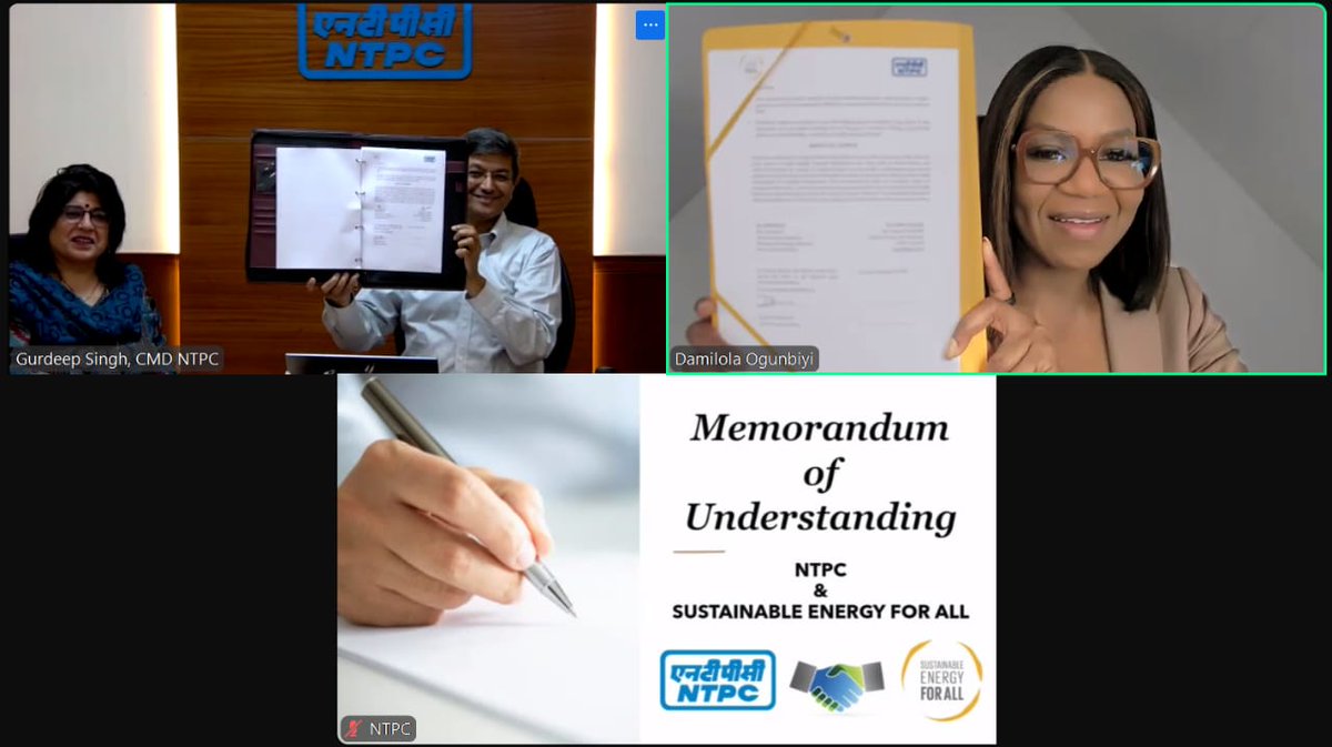 NTPC Limited (@ntpclimited) on Twitter photo NTPC today signed an MoU with <a href="/SEforALLorg/">Sustainable Energy for All | #SDG7BeBold</a> for the development of energy transition model.
#EnergyTransition #CleanEnergy #SDG #50YearsOfPoweringProgress #50YearsOfInfinitePossibilities #PoweringProgressResponsibly #NTPC
<a href="/MinOfPower/">Ministry of Power</a> <a href="/mlkhattar/">Manohar Lal</a> <a href="/officeofmlk/">Office of Manohar Lal</a> <a href="/CMDNTPC/">CMD-NTPC</a> <a href="/PIB_India/">PIB India</a> NTPC today signed an MoU with <a href="/SEforALLorg/">Sustainable Energy for All | #SDG7BeBold</a> for the development of energy transition model.
#EnergyTransition #CleanEnergy #SDG #50YearsOfPoweringProgress #50YearsOfInfinitePossibilities #PoweringProgressResponsibly #NTPC
<a href="/MinOfPower/">Ministry of Power</a> <a href="/mlkhattar/">Manohar Lal</a> <a href="/officeofmlk/">Office of Manohar Lal</a> <a href="/CMDNTPC/">CMD-NTPC</a>Â <a href="/PIB_India/">PIB India</a>