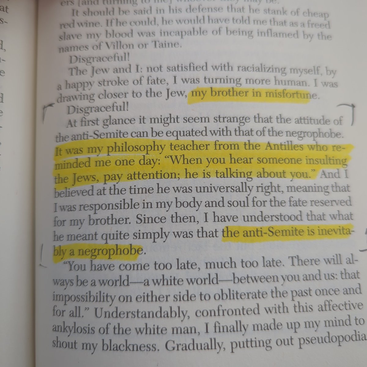 byjasonsalg's tweet photo. From Black Skin, White Masks: Fanon writing on the shared struggle between Jewish people (and obviously we can extend this shared struggle to other racialized bodies) https://t.co/K93iGaPfTg