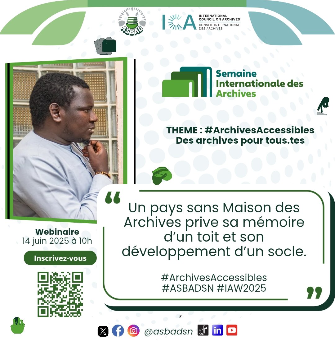asbadsn's tweet photo. A l'occasion de la Semaine Internationale des #Archives, l'#ASBAD lance sa campagne de #plaidoyer visuelle sur les réseaux sociaux.
Cet événement est une piqûre de rappel de l'importance des archives dans notre #société.
Les archives retracent le vécu des individus, 👇🏽 https://t.co/rc8n7noeYE