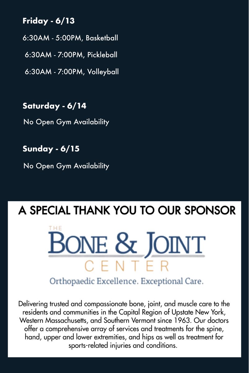 Happy Monday! Here’s your Open Gym Schedule for the week June 9 — June 15. Let’s make it a great one! ☔️ 

Big thanks to our sponsor, Bone &amp; Joint Center, for their continued support!🙌

#monday #opengym #WeeklySchedule #ImpactAthleticCenter #halfmoon