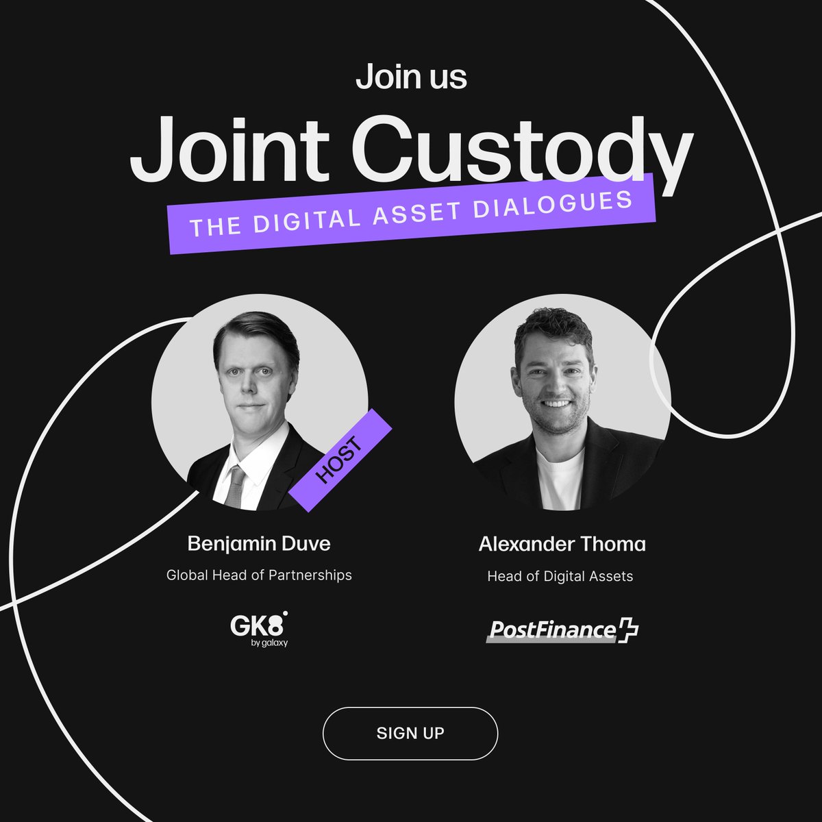 🎙️ Introducing Joint Custody — a new interview series spotlighting leaders pioneering the future of digital assets in regulated finance.
Kicking off on Tuesday, June 18, 9 AM CET, with Alexander Thoma, Head of Digital Assets at PostFinance. Sign up here: gk8.io/lp/joint-custo…