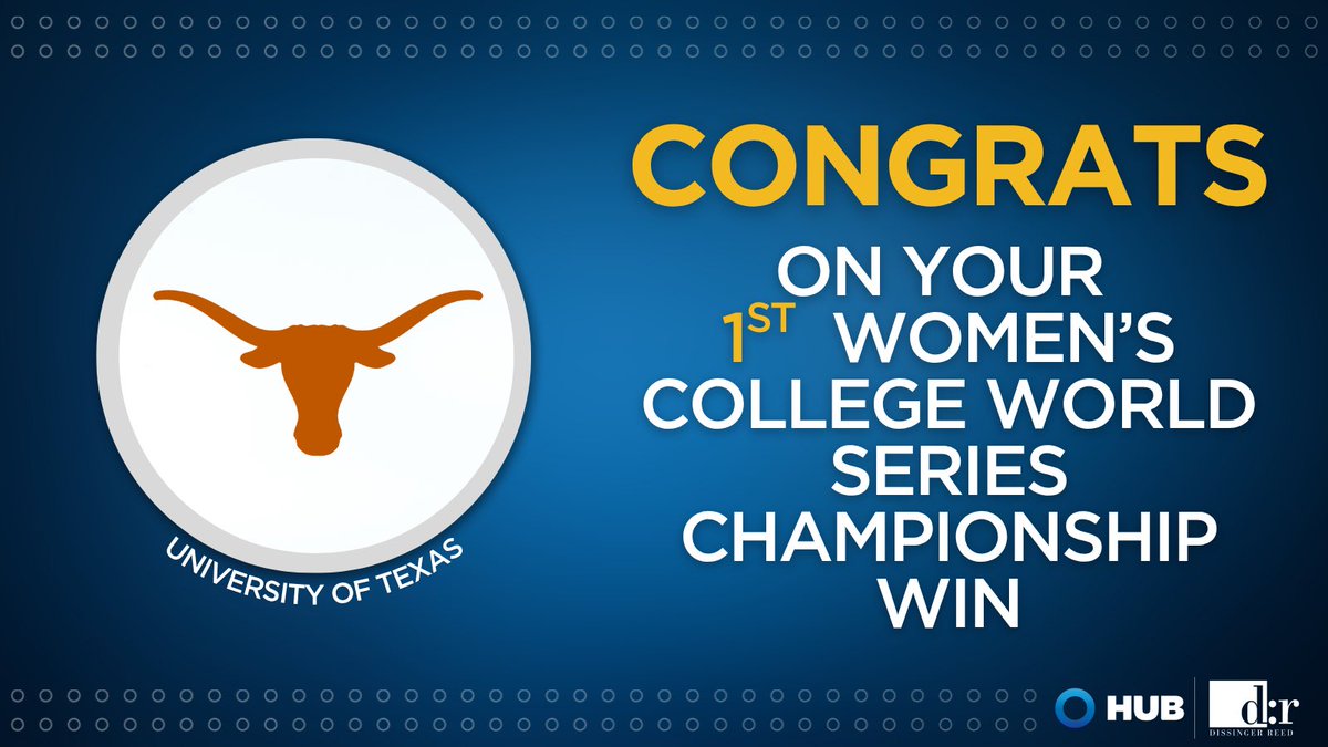 Congratulations to our partners at <a href="/UTexasAthletics/">Texas Longhorns Sports</a> on their first WCWS title in program history! Your hard work and dedication has paid off.

#DissingerReed #HUBInternational #ChampionshipWin