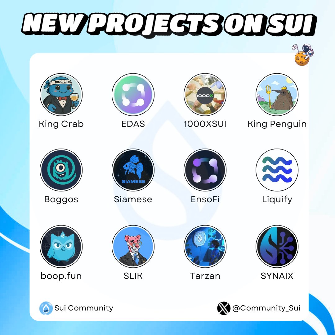 NEW PROJECTS ON SUI NETWORK 💧

$SUI has continued to grow since its Mainnet launch. Every number shows the limitless potential of the ecosystem 💹

This week, let's check out the newest projects with great potential in this graphic 👇

Like &amp; RT to support all of them! 🙏

#Sui