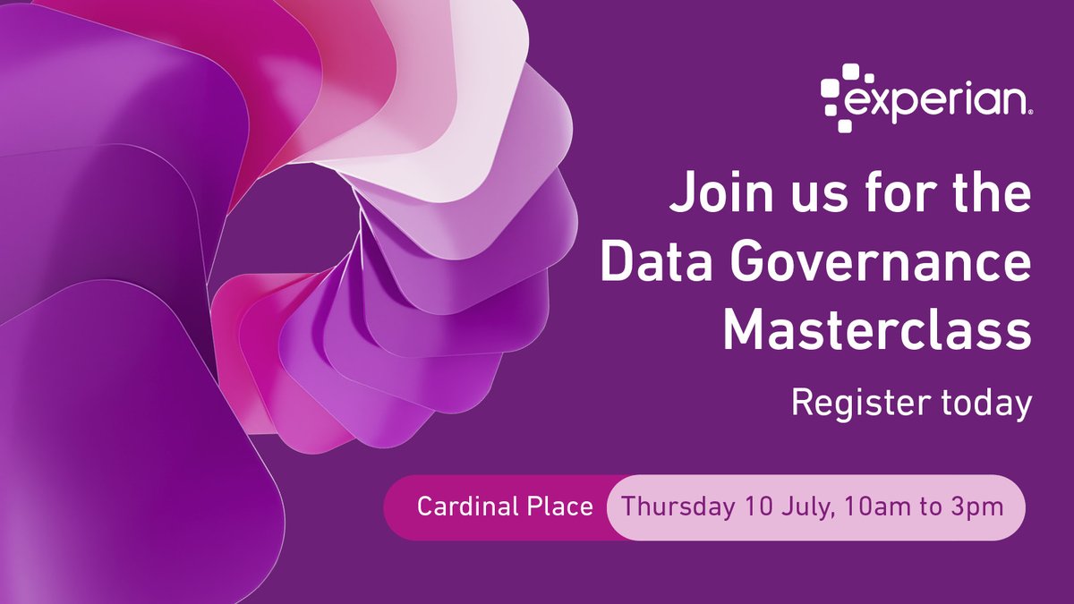 ExperianB2B_UK's tweet image. Design a robust #DataGovernanceFramework with our expert-led masterclass on Thursday 10 July, 10am-3pm.

This hands-on day will be packed with insights, tools, and ideas to help take your framework to the next level. Don’t miss out. Secure your space: bit.ly/3T3mKAl