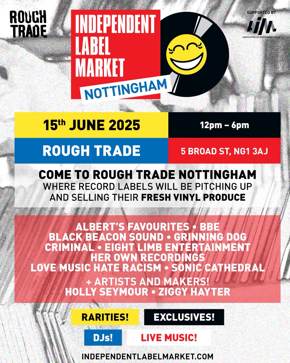 Indie Label Market (@indielabelmkt) on Twitter photo 🙌 THIS IS HAPPENING THIS SUNDAY 🙌 In Nottingham, at <a href="/RoughTradeNotts/">RoughTradeNTM</a> !
More info ➡️ independentlabelmarket.com/events/notting… 🙌 THIS IS HAPPENING THIS SUNDAY 🙌 In Nottingham, at <a href="/RoughTradeNotts/">RoughTradeNTM</a> !
More info ➡️ independentlabelmarket.com/events/notting…