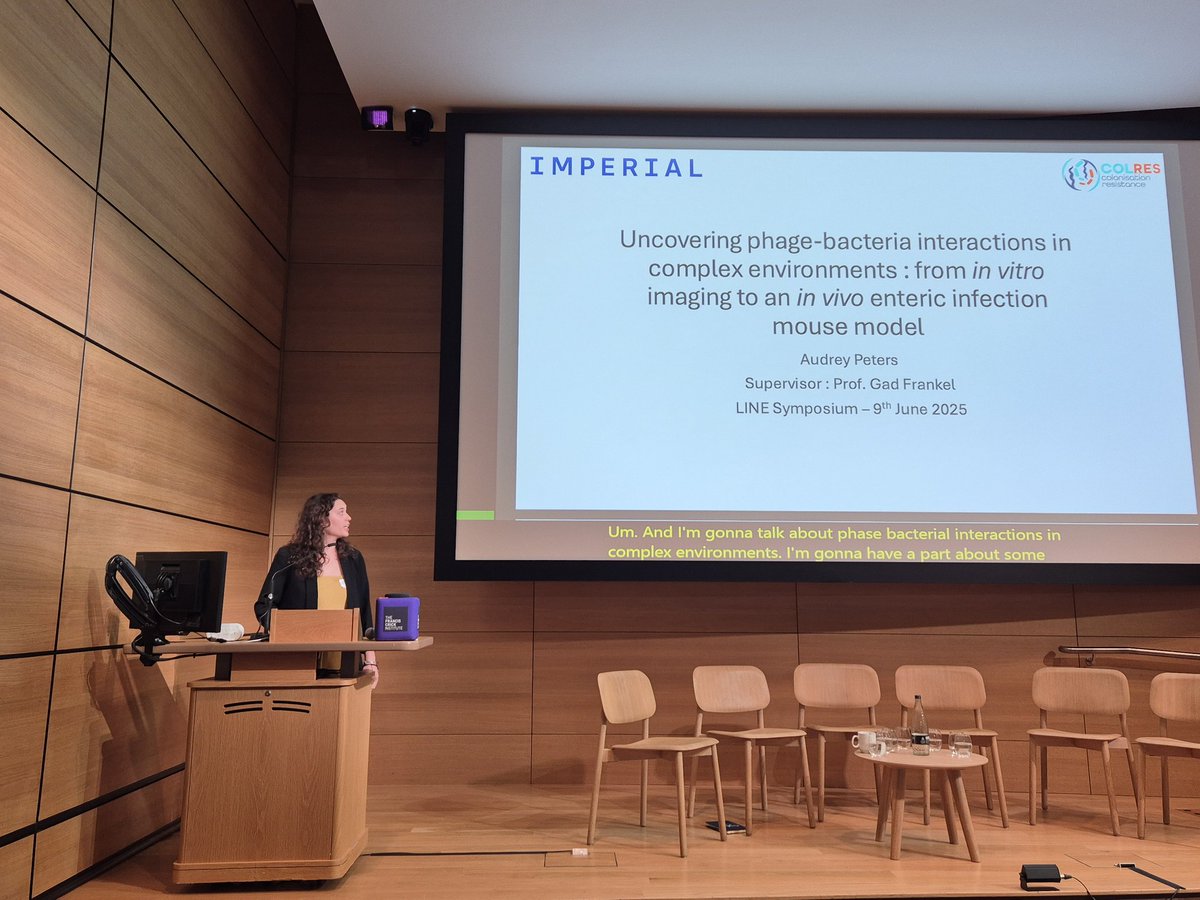 London Infection Network for/by ECRs (LINE) (@londonecr) on Twitter photo Our next speaker in this session is <a href="/AudreyPeters25/">Audrey Peters</a> <a href="/ImperialInfect/">Imperial Department of Infectious Disease</a> showcasing her work on phage-bacteria interactions in complex environments, spanning in vitro and in vivo models. #LINEsymposium2025 Our next speaker in this session is <a href="/AudreyPeters25/">Audrey Peters</a> <a href="/ImperialInfect/">Imperial Department of Infectious Disease</a> showcasing her work on phage-bacteria interactions in complex environments, spanning in vitro and in vivo models. #LINEsymposium2025