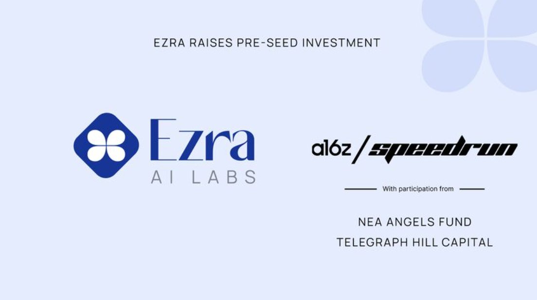 I'm thrilled to announce that Ezra AI Labs has raised a pre-seed round with participation from a16z speedrun, Telegraph Hill Capital, New Enterprise Associates (NEA) Angels Fund, and other strategic investors.

Ezra is an AI interviewer that supercharges your recruiting teams. It