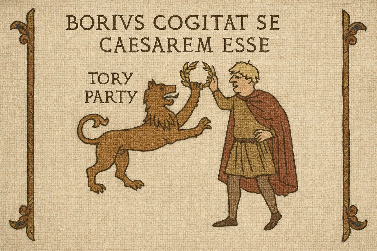The Rise and Fall Of Boris Johnson:
Bayeux Tapestry Edition.
A short thread:
1. Boris wins a small majority, and thus thinks himself Caesar