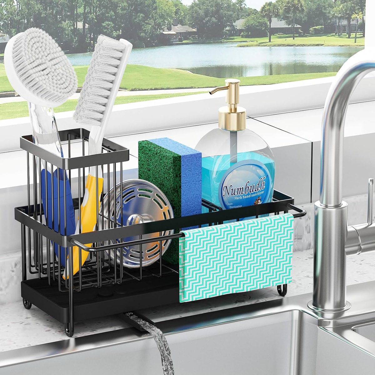 Sponge Holder Kitchen Sink Organizer with Brush Rack, Stainless Steel Sink Caddy with Auto Drain and Swivel Spout

🧽 Keep your kitchen organized and clean with 30% off this practical sponge holder today

• Retail Price : $15.99  
• Discounted Price : $11.19  
• Promo Code :
