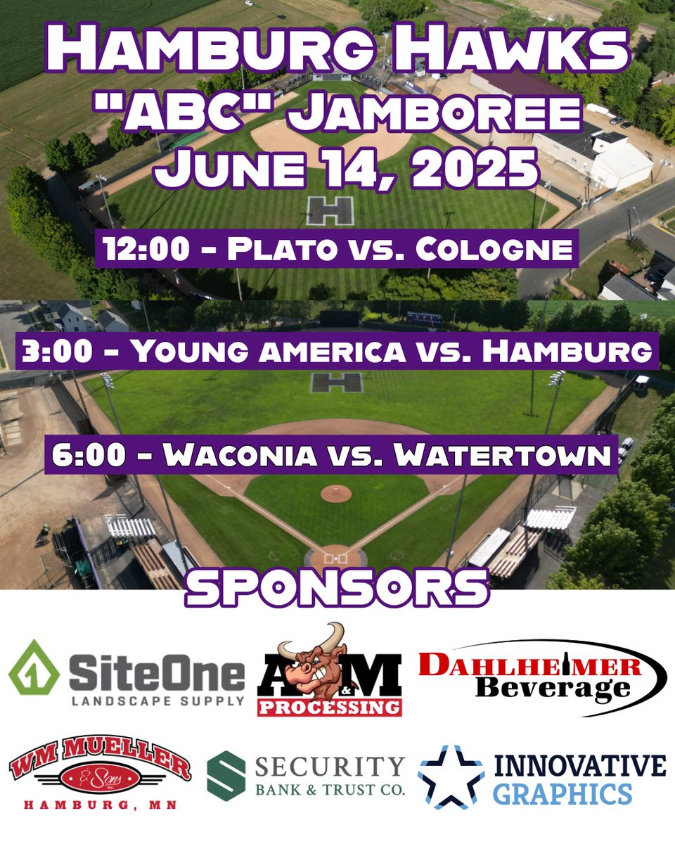 Don't forget this coming Saturday. A great day of baseball. <a href="/BluejayNation_1/">Plato Bluejays</a> <a href="/Colognebaseball/">Cologne Hollanders⚾️</a> <a href="/yacardinals/">Young America Cardinals</a> <a href="/WaconiaLakers/">Waconia Lakers</a> <a href="/WaconiaBaseball/">Waconia Baseball</a> <a href="/watertown/">H2otown</a> <a href="/MinnBaseball/">Minnesota Baseball Association</a> <a href="/CRVL_Baseball/">CRVL Baseball</a> <a href="/TownBallTuesday/">Town Ball Tuesdays</a>