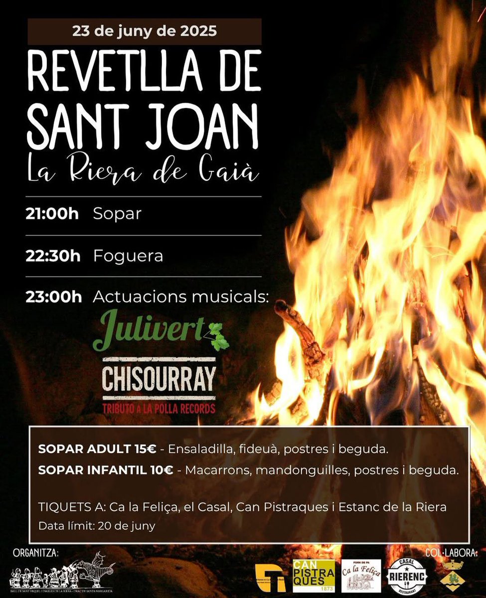 Es preveu bona festa, bon ambient, bona revetlla de Sant Joan, bon solstici d'estiu! #LaRieradeGaià #BaixGaià