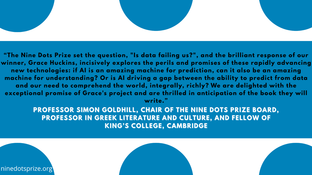 The Nine Dots Prize (@ninedotsprize) on Twitter photo Chair of the Nine Dots Prize Board, Professor Simon Goldhill, comments on our 2024/25 winner:
<a href="/CRASSHlive/">CRASSH, Cambridge</a> <a href="/CambridgeUP/">Cambridge University Press</a> Chair of the Nine Dots Prize Board, Professor Simon Goldhill, comments on our 2024/25 winner:
<a href="/CRASSHlive/">CRASSH, Cambridge</a> <a href="/CambridgeUP/">Cambridge University Press</a>