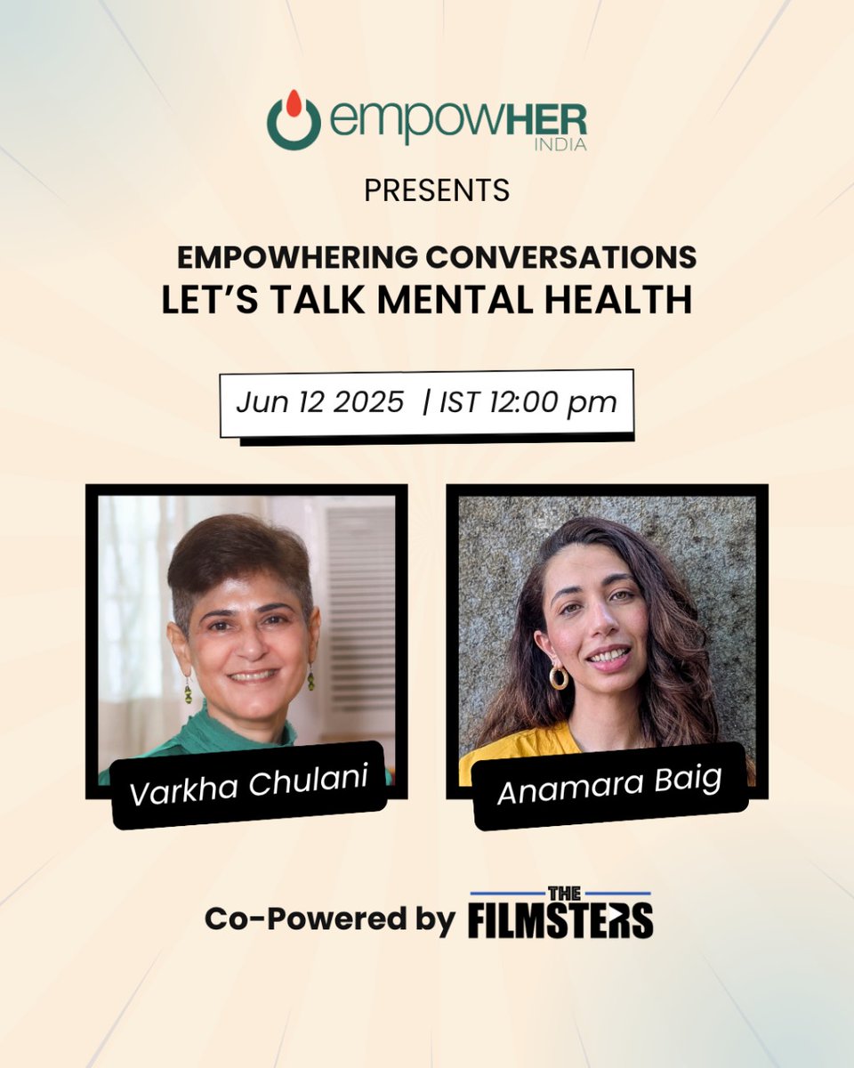 Join us for an empowHERing Conversation with Varkha Chulani, renowned clinical psychologist and peak performance expert, as we explore the importance of mental health and emotional well-being in the lives of adolescents.
<a href="/varkhachulani/">Varkha Chulani</a> <a href="/TheFilmsters/">The Filmsters</a>
#MentalHealthMatters