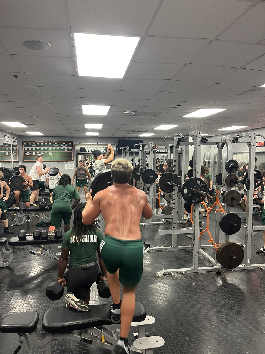 60 guys in one weight room but we are making it work! 

Summer Workout #1 <a href="/MosleyDolphinFB/">Mosley Football</a>