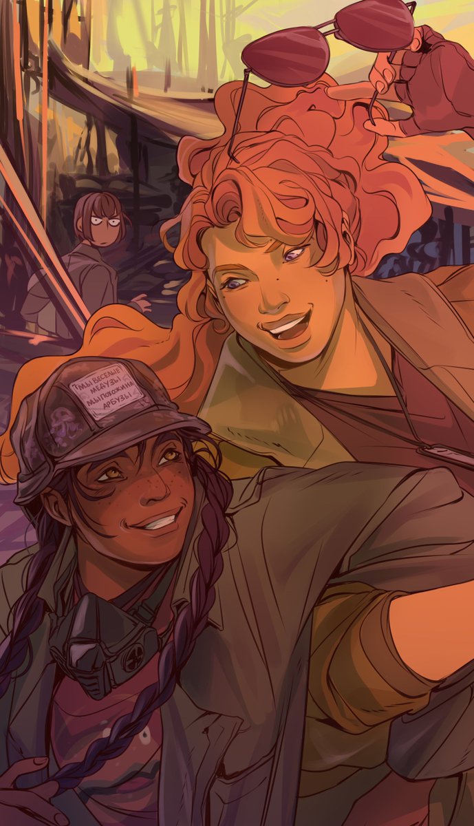 cutetanuki_chan's tweet image. one of the bookmarks that went with the t-shirts
both Nona and Corona won by people's vote on whom to draw
and happy 1000th waiting day 💀