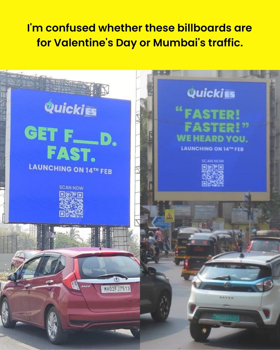 BrandmoversIN's tweet photo. We chose foodgasms over food deliveries this Valentine’s for an epic outdoor campaign with Quickies!

Our in-house troublemakers were responsible for strategizing and creatively executing this riot of a campaign in Mumbai. https://t.co/LxYg3AwaVv