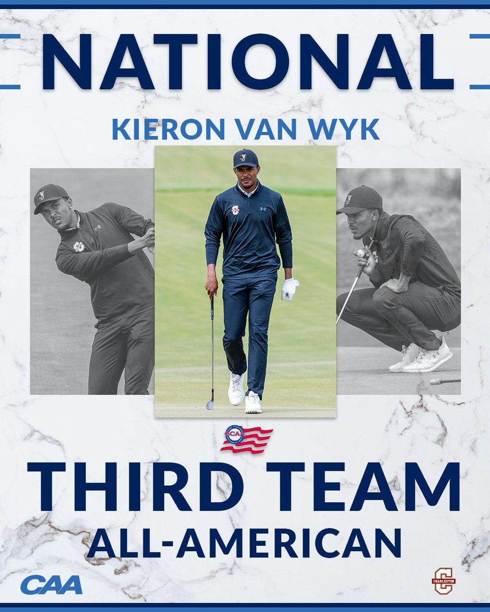 Add ALL-AMERICAN to the long list of accolades for 3x CAA Golfer of the Year Kieron van Wyk of <a href="/CofCMensGolf/">Charleston Men's Golf</a> 👀😤

🗞️ | bit.ly/3ZUNO8o