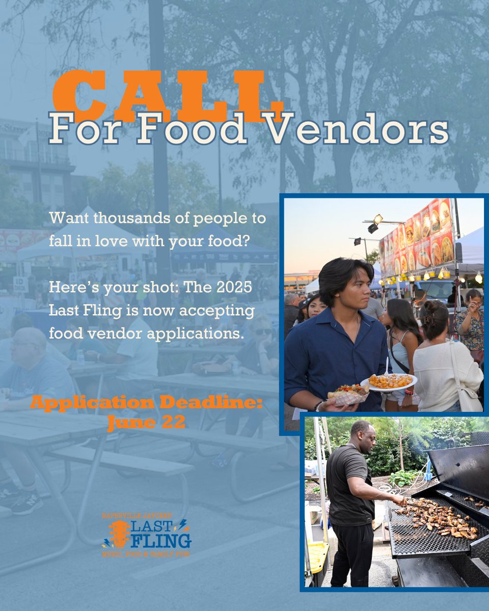 Calling all flavor creators! 
Want thousands to fall in love with your food?

The Last Fling is accepting food vendor applications through 6/22!
For a weekend of:
Live music
Carnival rides
Throngs on Jackson Avenue

Don’t miss your chance! lastfling.org/FoodVendors

#LastFling2025