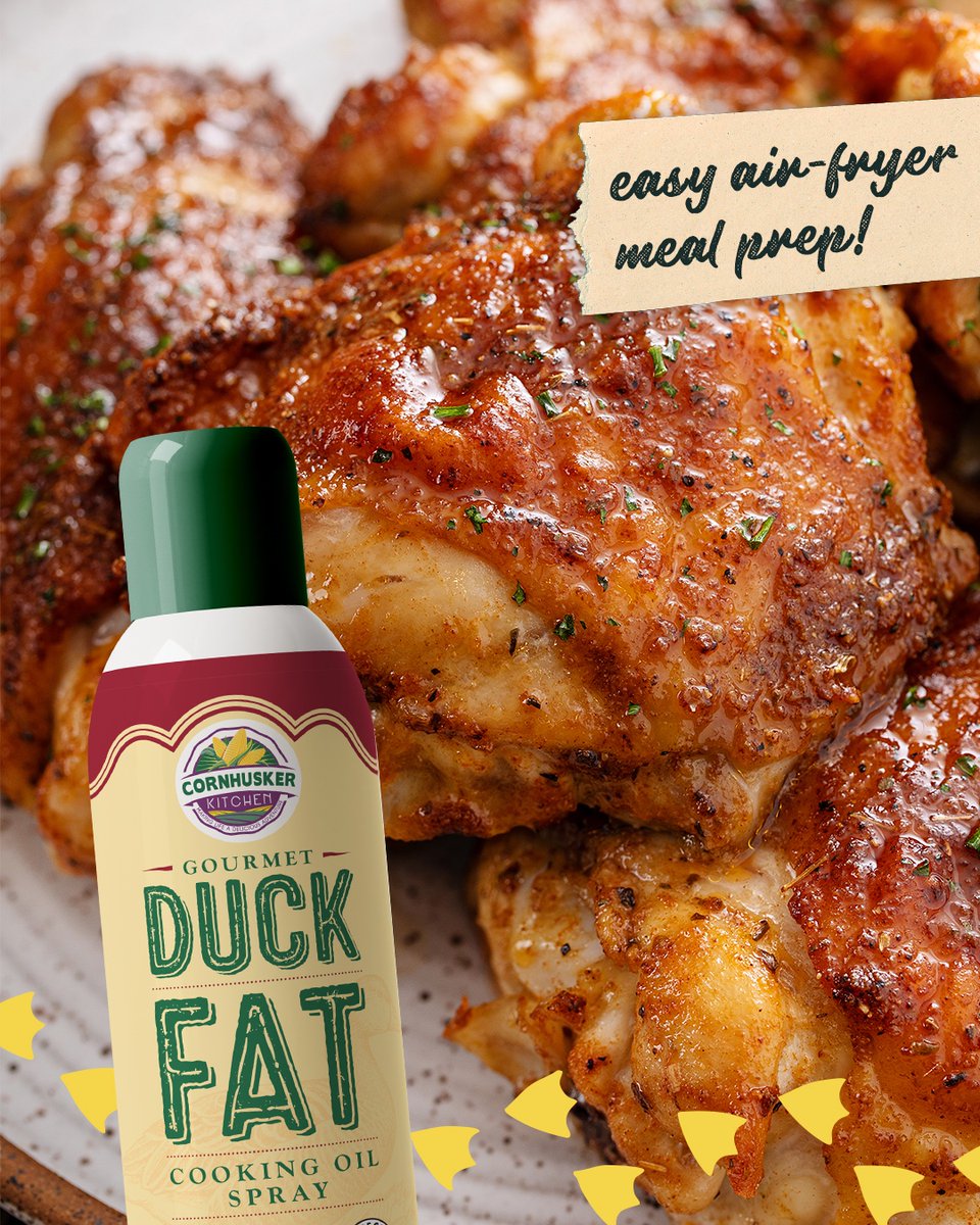 Busy week? Let your air fryer do the heavy lifting. 🍗  Quick win: Air Fried Duck Fat Chicken Thighs.  Spray. Season. Air fry. Done.  Crispy skin, juicy flavor — ready in under 25 minutes.  Meal prep that actually excites you through Thursday.