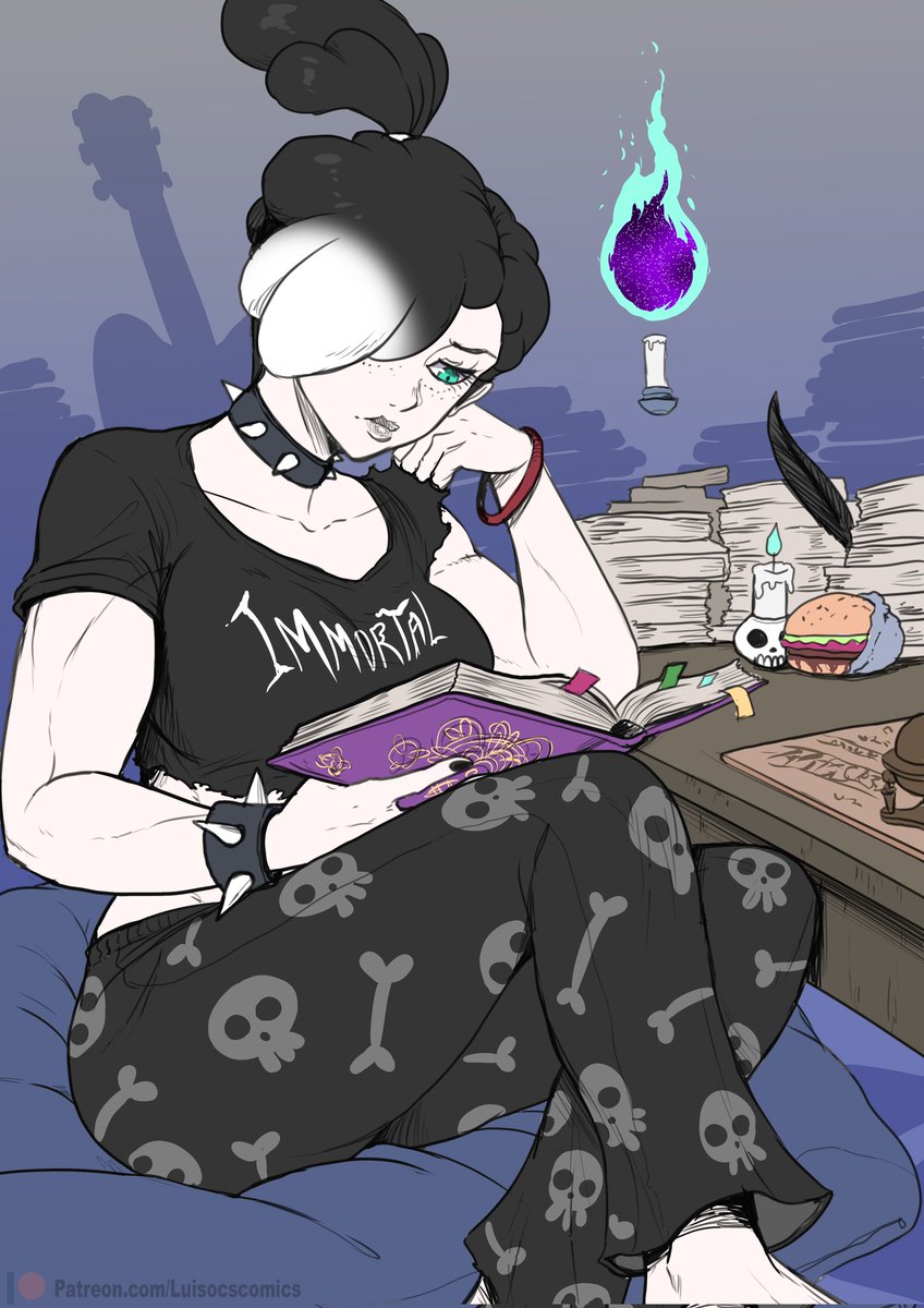 Maro (@marorinq88) on Twitter photo Even a witch like Carly has to study up sometime. It isn't easy running a bookstore with the help of her snake of a mentor, so she likes being prepared. Even if it has to be just before bed.
Drawn by <a href="/LuisoCSilustr/">Luisocscomics (SLOTS CLOSED)</a> Even a witch like Carly has to study up sometime. It isn't easy running a bookstore with the help of her snake of a mentor, so she likes being prepared. Even if it has to be just before bed.
Drawn by <a href="/LuisoCSilustr/">Luisocscomics (SLOTS CLOSED)</a>