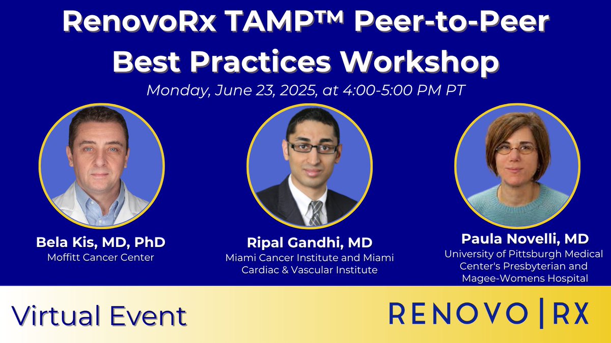 Join us on Monday, June 23rd at 4 PM PT for a peer-to-peer best practices workshop to gain valuable insights into the TAMP™ therapy platform, enabled by the RenovoCath® device, designed for targeted locoregional therapeutic delivery. Register here: bit.ly/4mRZnHE